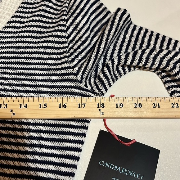 NWT Cynthia Rowley v-neck navy/white sweater 3/4 sleeve dress large - Picture 8 of 11